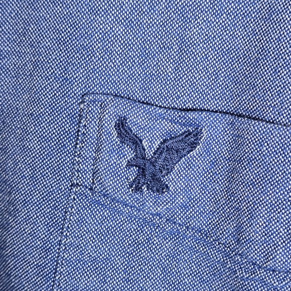 American Eagle Outfitters Classic Fit Men's Blue Medium Button-Down Shirt - Picture 4 of 10